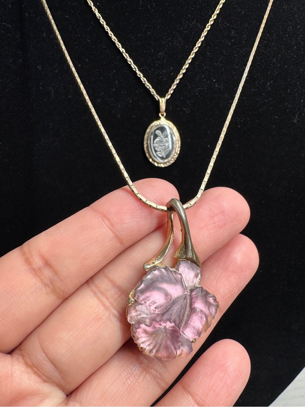Park Lane rosé pedant necklace and floral necklace bundle